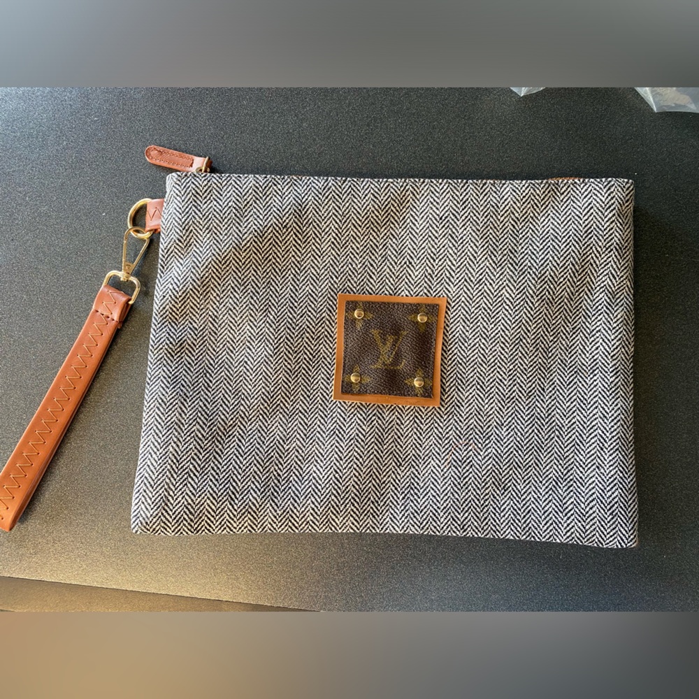 Upcycled clutch/pouch with Louis Vuitton accent. Never used.